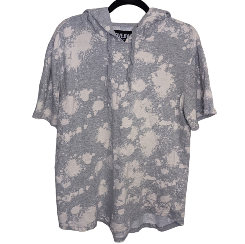Five By Five by Master Piece Gray Splatter Print Short Sleeve Hoodie 🩶🎨